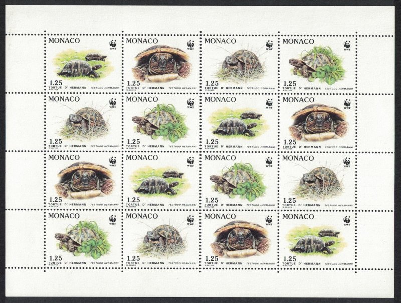 Monaco WWF Hermann's Tortoise Sheetlet of 4 sets SG#2048-2051 MI#2046-2049