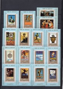 UMM AL QIWAIN 1972 OLYMPIC GAMES SET OF 16 DELUXE S/S PERF. BLUE PAPER MNH