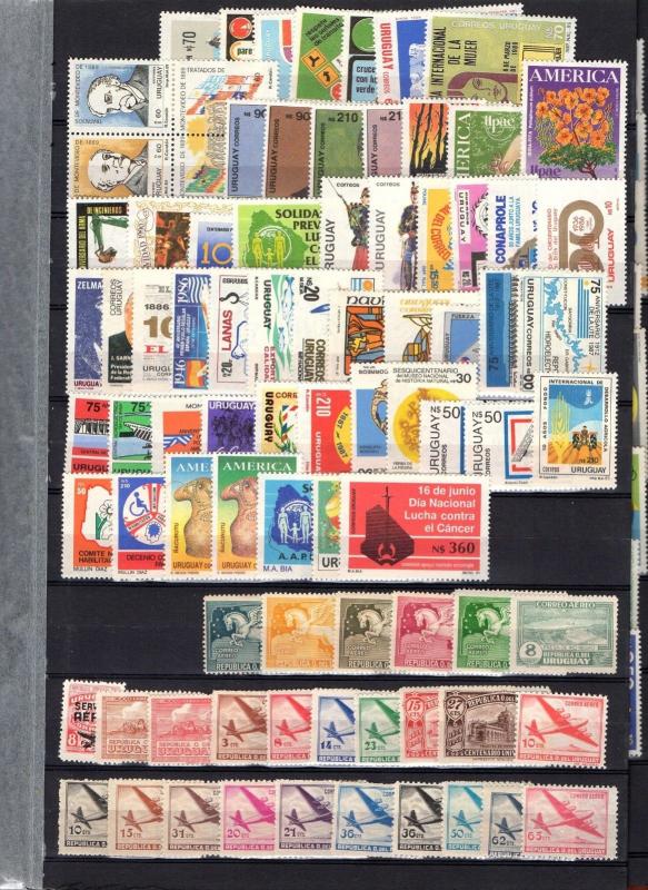 Uruguay MNH stamp collection lot 1898 to 1990 $$ regular + air mail + blocks BOB