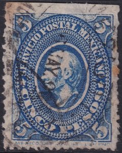 Mexico 1884 Sc 163 used experts mark damaged perfs at right