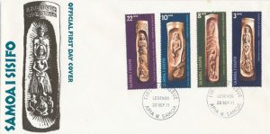 Samoa sc# 348-351 FDC - 1971 - Legends in Wood Carvings - 4 Stamps