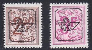 Belgium # 422-423, Lion Rampart with Post Horn Overprint, NH