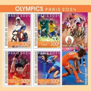 Stamps. Olympics games in Paris 2024 Cameroun 2022 year 1+1 sheet perforated