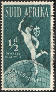 South Africa SC#109b ½d Hermes Over Globe (1949) Used