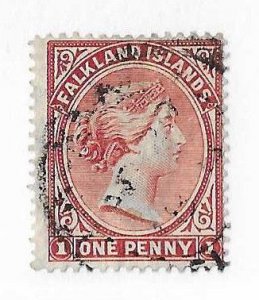 Falkland islands Sc #11 1p red brown  used FVF