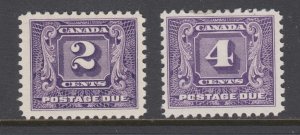Canada Sc J7, J8 MLH. 1930-32 2c & 4c dark violet Postage Dues, fresh, VLH