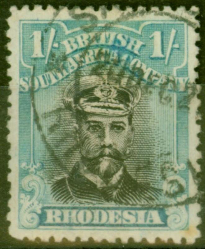 Rhodesia 1922 1s Black & Dull Blue SG300 Good Used