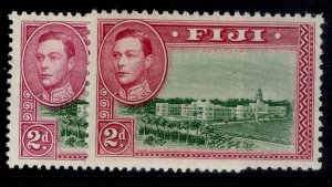 FIJI GVI SG255 + 255a, 2d PERF VARIETIES, NH MINT.