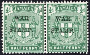 Jamaica SG73 1/2d Blue-green Damaged S M/M