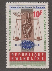 Rwanda 90 Scales, hand, staff of Mercury and globe 1965