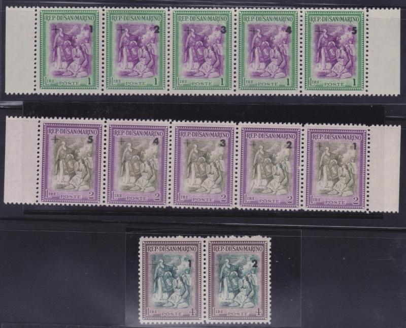 SAN MARINO 1947 Charity set 2 strips + 1 pair MNH B11505