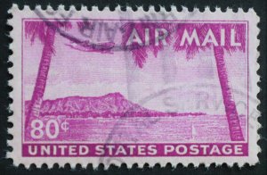 U.S. Used Stamp Scott #C46 80c Hawaii Air Mail, Superb Jumbo. Air Force Cancel.