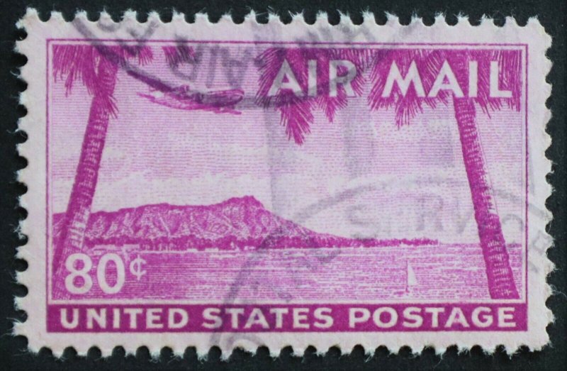 U.S. Used Stamp Scott #C46 80c Hawaii Air Mail, Superb Jumbo. Air Force Cancel.