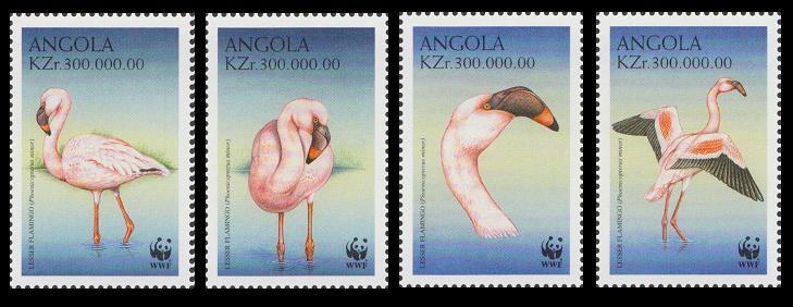 Angola Birds WWF Lesser Flamingo 4v SG#1402-1405 SC#1058 a-d MI#1321-1324