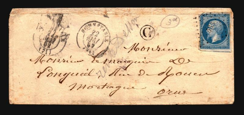 France 1862 Cover / Bonnetabie CDS / Light Creasaing - Z15691