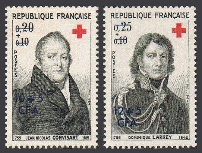 Reunion B20-B21,MNH.Michel 436-437. Red Cross 1964.Jean N.Corvisart,D.Larrey.