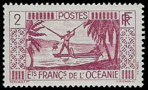 French Polynesia #81 MNH; 2c Spear Fishing (1934) (1)