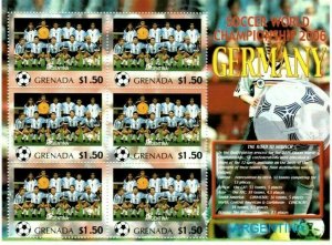 Grenada - 2006 - World Cup Germany Team Argentina - Sheet Of 6 Stamps - MNH