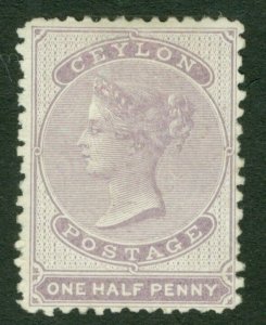 SG 18 Ceylon 1857-64. ½d dull mauve, perf 12½, no watermark. A fine fresh...