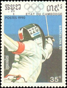 Cambodia  #1038-1044, Complete Set(3), 1990, Olympics, Never Hinged