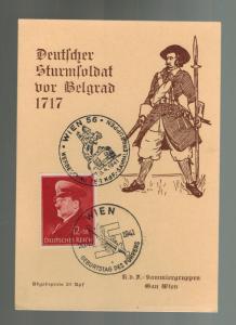 1941 Austria Germany Postcard Cover 1717 Belgrad Soldiers April 20 birthday