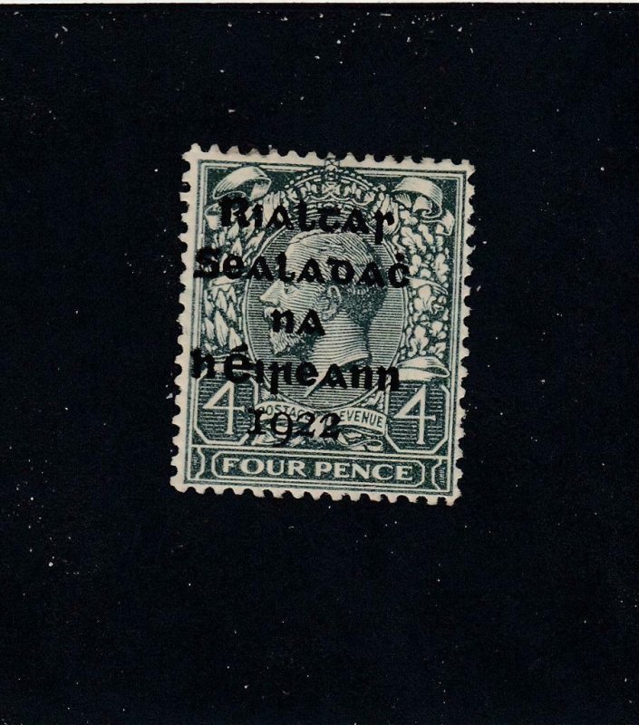 IRELAND # 5  VF-MH  4p  KING GEORGE V /SLATE GREEN /OVERPRINT IN BLACK CV $10