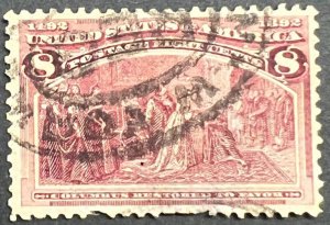 Scott#: 236 - Columbian: Columbus Restored to Favor 8c 1893 used single - Lot D1