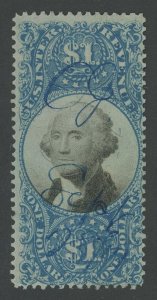 USA R118 - 1 Dollar 2nd Issue Revenue - Fine Used - Manuscript Cancel