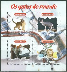 GUINEA BISSAU 2014 FAUNA CATS OF THE WORLD SHEET OF FOUR STAMPS