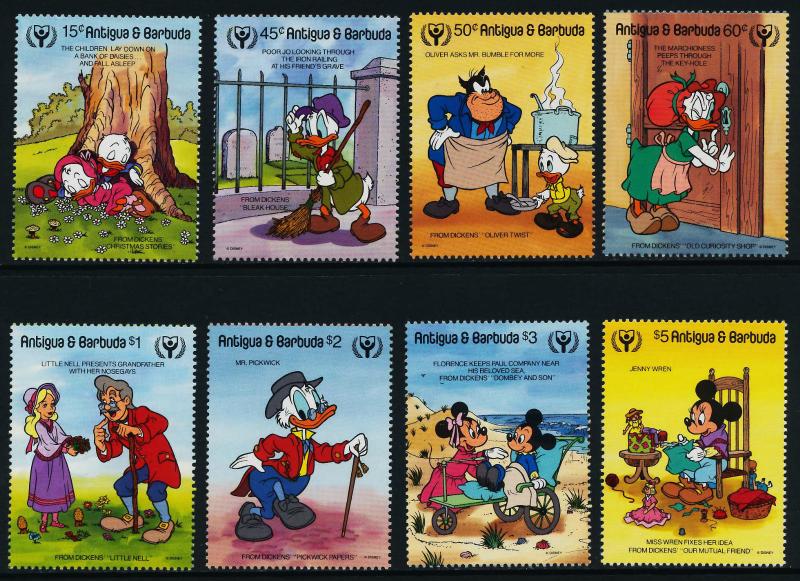 Antigua 1334-41 MNH Disney, International Literacy Year, Charles Dickens