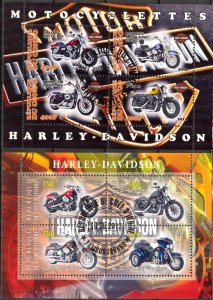 {g1171} Ivory Coast Congo 2013 Motorcycles 2 sheets Used / CTO Cinderella