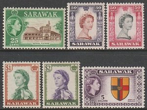EDSROOM-10794 Sarawak 206-211 MNH 1955 Top Value CV$98.50