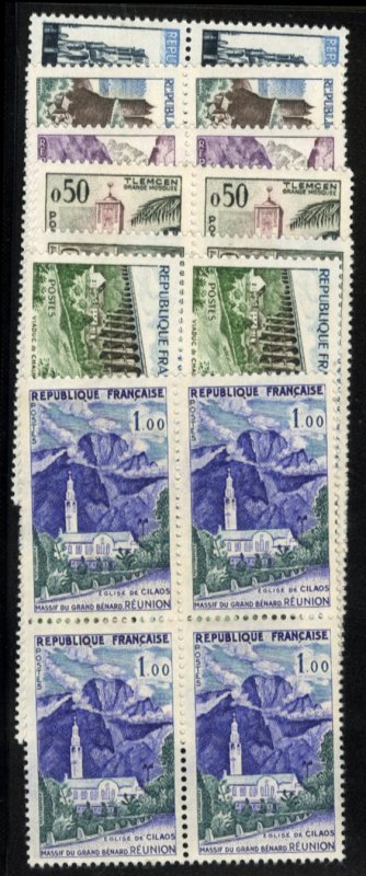 France, 1950-Present #943-949 Cat$36.60, 1960 Tourism, complete set in blocks...