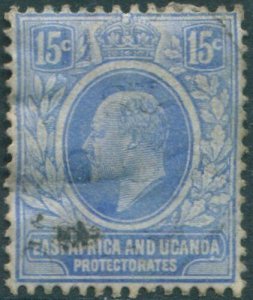 Kenya Uganda and Tanganyika 1907 SG39 15c bright blue KEVII FU (amd)