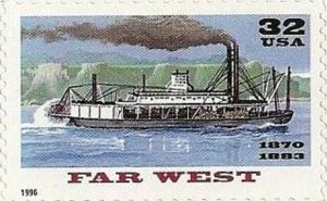 US 3093 Riverboats Far West 32c single MNH 1996