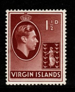 VIRGIN ISLANDS SG112a 1943 1½d RED-BROWN ORD PAPER MTD MINT