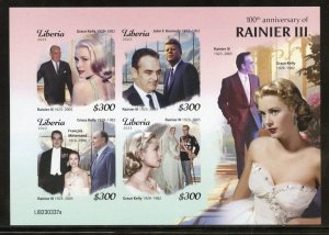 LIBERIA 2023 100th ANNIVERSARY OF RAINIER III WITH GRACE KELLY IMP SHEET MINT NH