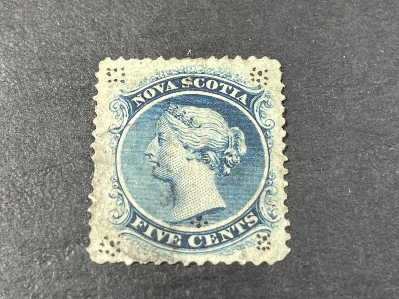 NOVA SCOTIA # 10--USED**(FLAWS)**---SINGLE---BLUE---1860-63