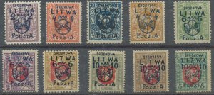 CENTRAL LITHUANIA Set - Scott # 13-22 MH - 1920 Issue - All Signed Krawczyk