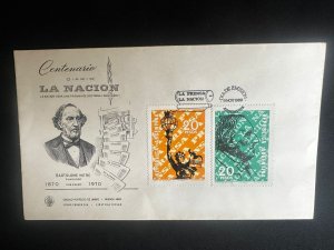 C) 1970. ARGENTINA. FDC. CENTENARY OF THE NEWSPAPER LA NACIÓN. DOUBLE STAMPS. XF