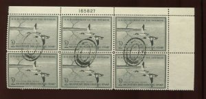 RW23 Federal Duck 'USED' Plate Block of 6 Stamps NH (Stock RW23 used PB A1)