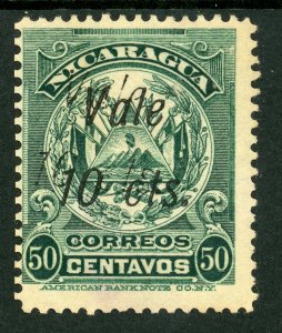 Nicaragua 1910 ABNC Overprint 10¢/50¢ Double Sc #263b VFU L986 ⭐⭐⭐