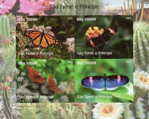 Sao Tome and Principe 2005  Butterflies/WWF w/Logo Shlt (4) Imperforated  MNH VF