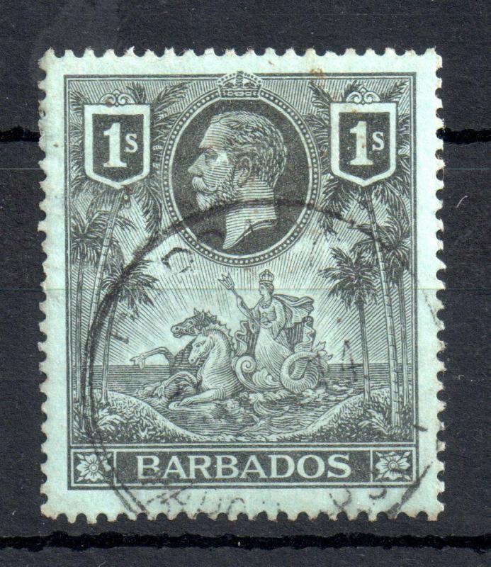 Barbados KGV 1912 1/- black green good used SG#178 WS13507