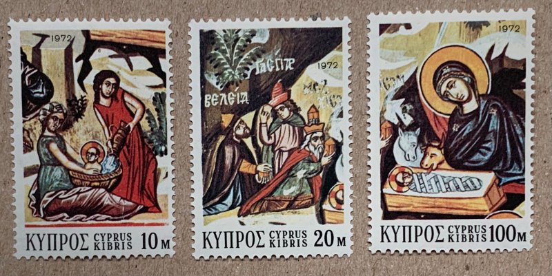 Cyprus 1972 Christmas religious art, MNH. Scott 390-392, CV $0.75