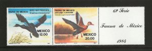 Mexico #1346-1347a MNH Fauna, ducks Pair with label (my6) (12323)