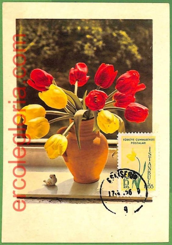 32473 - TURKEY - MAXIMUM CARD - 1956 - Flowers-