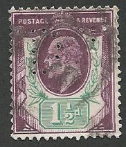 Great Britain  Scott 129  Used   Perfin  