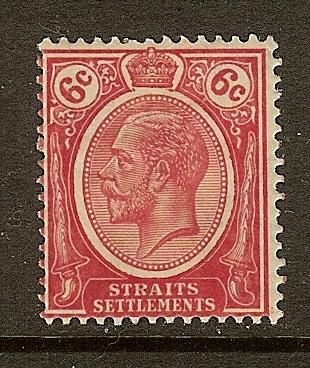 Straits Settlements, Scott #189, 6c King George V, MH