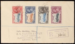 GILBERT & ELLICE ISLANDS 1935 Registered cover KGV Silver Jubilee set. To London